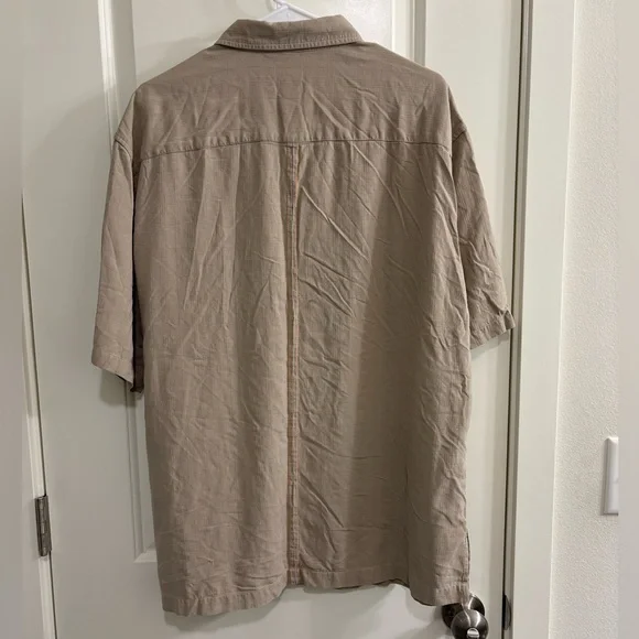 Harley-Davidson Taupe 100% Silk Casual Button-Down Shirt - Picture 5 of 5